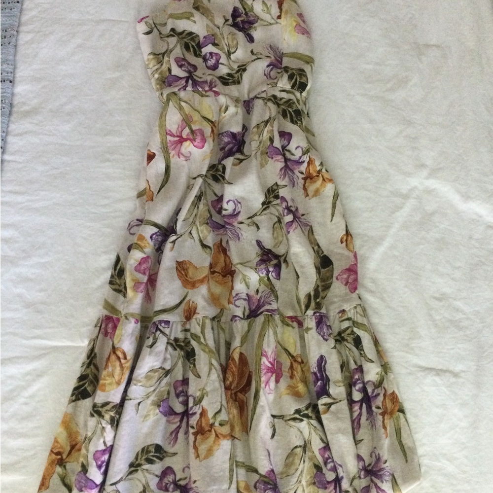 Linen Blend Floral Maxi Dress with Pockets